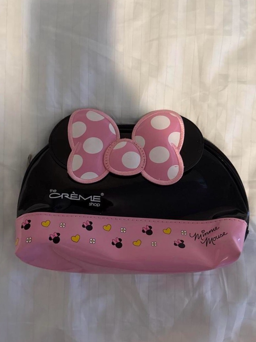 The Crème Shop Minnie Mouse Pink & Black Bow Cosmetic Bag